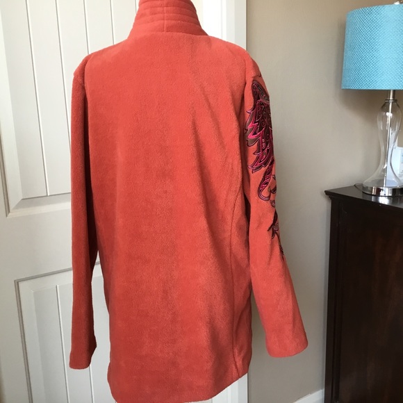Bob Mackie Wearable Art rust fleece button down jacket/coat NWT - Picture 6 of 8